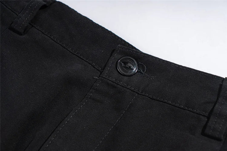 Multi-Pocket Cargo Pants Mens Safari Style Solid Color Pleated Loose Straight-leg Pants Elastic Waist Casual Trousers Men
