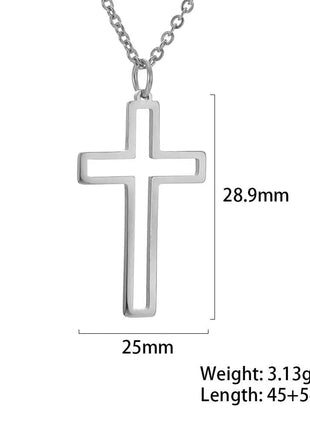 Cazador Collana con ciondolo croce religiosa alla moda di Gesù Collane a catena in acciaio inossidabile color oro per regalo di gioielli cavi unisex PlatiNum