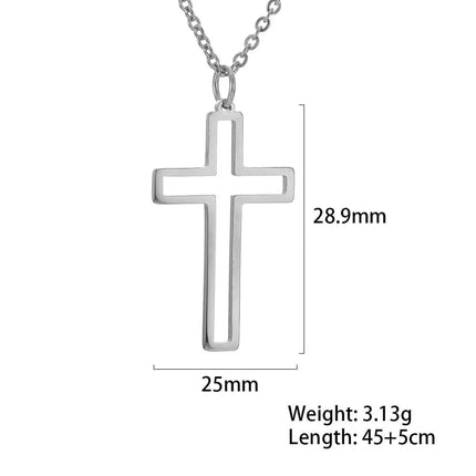 Cazador Collana con ciondolo croce religiosa alla moda di Gesù Collane a catena in acciaio inossidabile color oro per regalo di gioielli cavi unisex PlatiNum