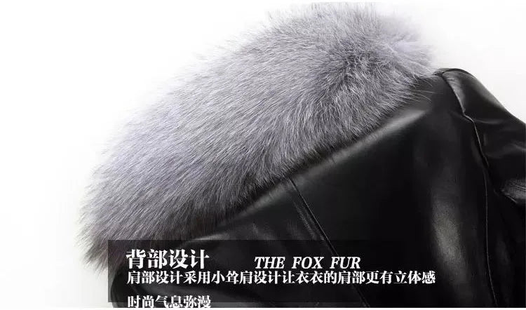 Faux Fur Coat Women Winter Female Sheepskin Coats Pure Color Faux Fox Fur Collars Snap Fastener Furs