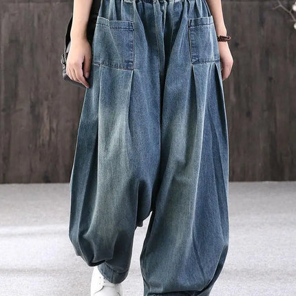 Nuovi Jeans larghi Oversize donna Denim pantaloni Casual incrociati pantaloni Harem Vintage femminili pantaloni Bloomers 2022 Jeans a gamba larga mamma