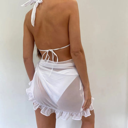Donna Spiaggia Colori solidi Avvolgente sexy Caftano Sarong Gonne 9 colori Costume da bagno Copricostumi Pareo in chiffon Sciarpa Bikini Costumi da bagno platinumshop