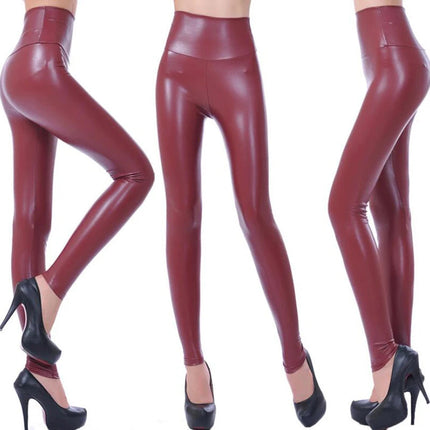 Trendy New Oversized WOMEN'S Leggings, High Waisted Tight and Sexy PU Leather Pants, Colorful Yoga Pants for Women PlatiNum