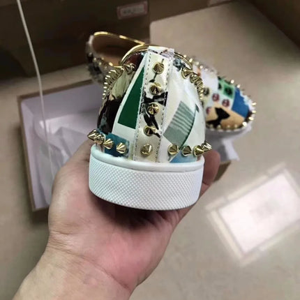 Beertola Male Comfortable Random Pattern Loafers Men Casual Shoes Party Dress Shoes Men Flats Rivet Sneakers Mixed Color