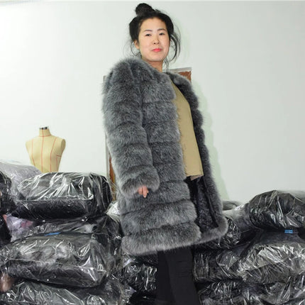 ZADORIN 9 Steps Luxury High Imitation Long Fluffy Thick Warm Faux Fur Coat Women Winter Long Sleeve Fur Coats Female Outerwear
