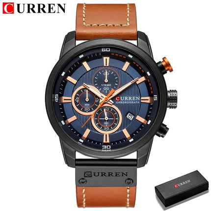 CURREN orologio da uomo in pelle orologi sportivi da uomo esercito militare orologio da polso al quarzo cronografo orologio maschile Relogio Masculino platinumshop