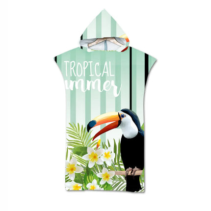 Adult Hooded Microfiber Beach Towel Printed Quick Dry Pool Poncho Bath Towel Robe Cloak