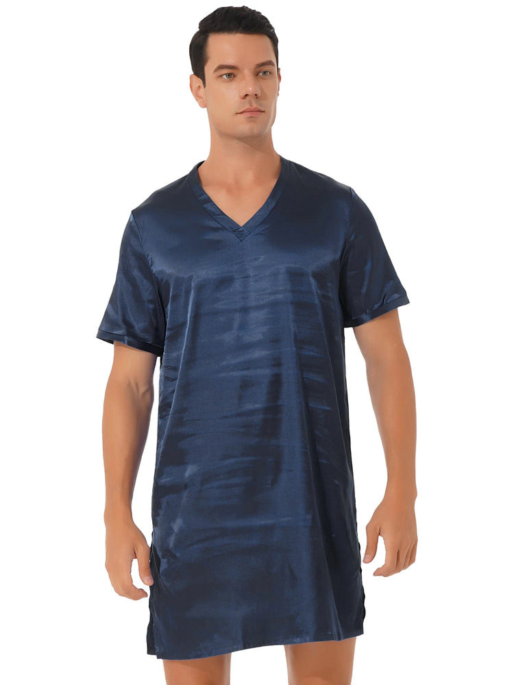 Donna uomo pigiama in raso di seta pigiameria maniche corte camicia da notte Kimono accappatoio abito da notte accappatoio camicia da notte estiva Homewear