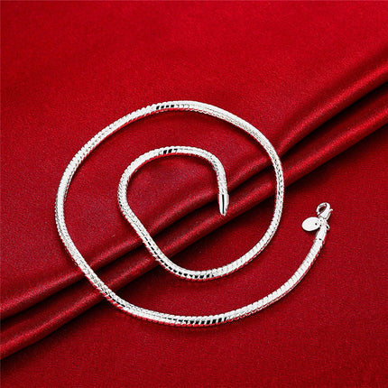 DOTEFFIL 925 Sterling Silver 16/18/20/24/22/24/26/30 Inch 3mm Snake Chain Necklace For Woman Man Wedding Engagement Jewelry PlatiNum