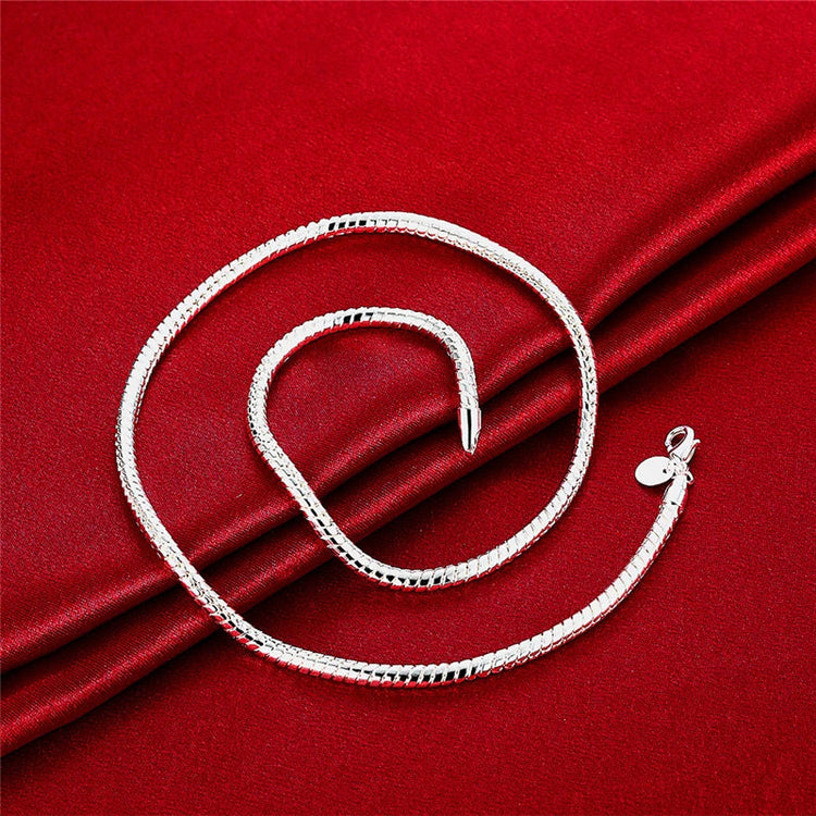 DOTEFFIL 925 Sterling Silver 16/18/20/24/22/24/26/30 Inch 3mm Snake Chain Necklace For Woman Man Wedding Engagement Jewelry PlatiNum