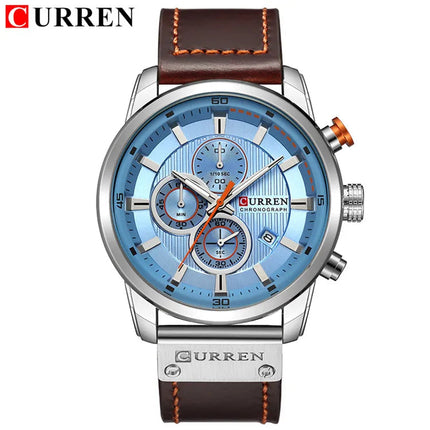 CURREN orologio da uomo in pelle orologi sportivi da uomo esercito militare orologio da polso al quarzo cronografo orologio maschile Relogio Masculino platinumshop