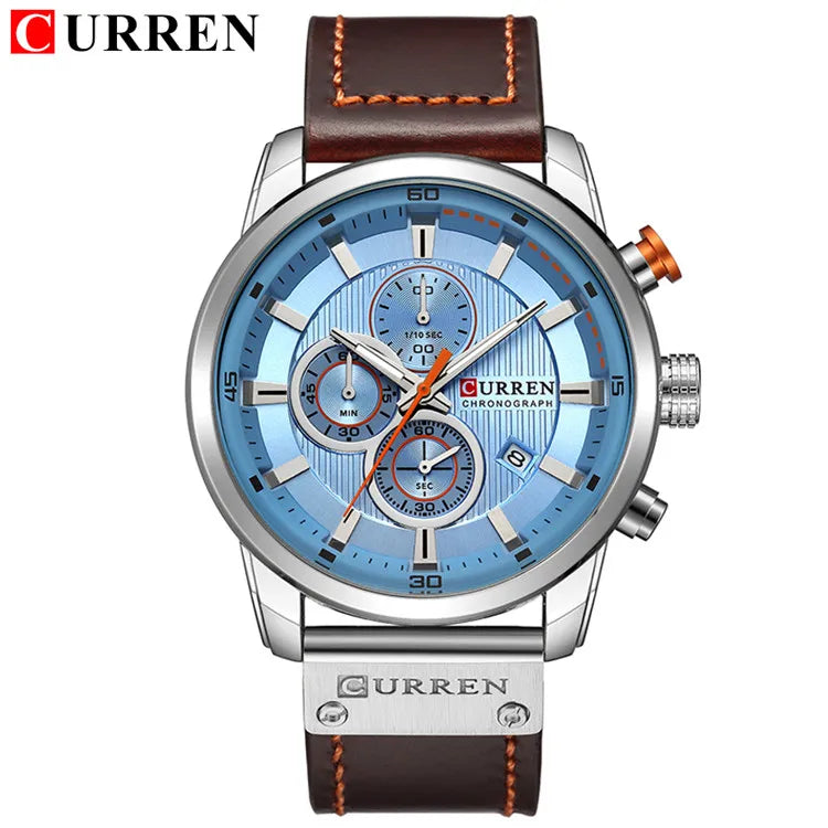 CURREN orologio da uomo in pelle orologi sportivi da uomo esercito militare orologio da polso al quarzo cronografo orologio maschile Relogio Masculino platinumshop