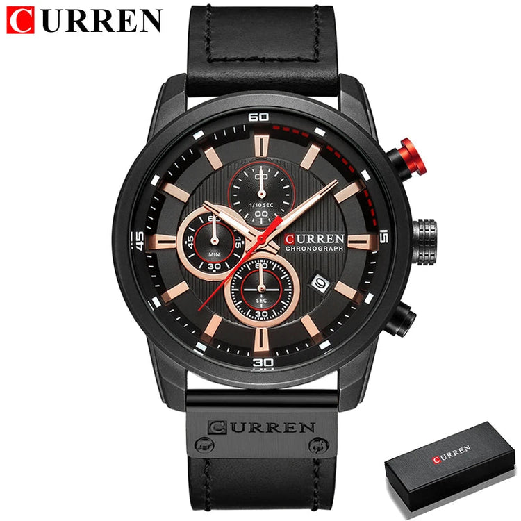 CURREN orologio da uomo in pelle orologi sportivi da uomo esercito militare orologio da polso al quarzo cronografo orologio maschile Relogio Masculino platinumshop