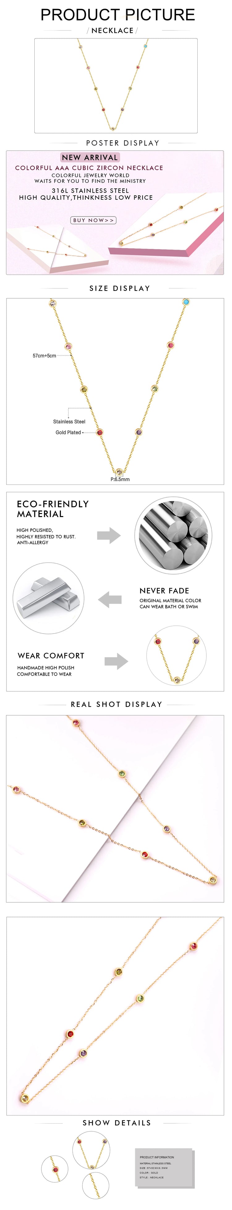 LUXUSTEEL Neckalce For Women No Fade Colorful Crystal Pendant  Lady Girls Accessories 2022 Hot Sale Long Chains Necklaces PlatiNum