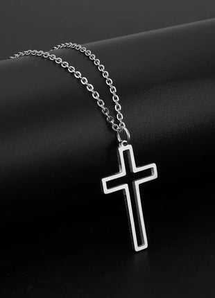 Cazador Collana con ciondolo croce religiosa alla moda di Gesù Collane a catena in acciaio inossidabile color oro per regalo di gioielli cavi unisex PlatiNum