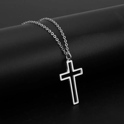 Cazador Collana con ciondolo croce religiosa alla moda di Gesù Collane a catena in acciaio inossidabile color oro per regalo di gioielli cavi unisex PlatiNum
