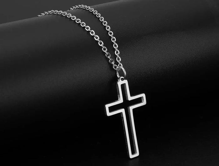Cazador Collana con ciondolo croce religiosa alla moda di Gesù Collane a catena in acciaio inossidabile color oro per regalo di gioielli cavi unisex PlatiNum