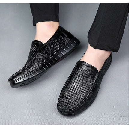 Moda scarpe in vera pelle da uomo piatte traspiranti estive scarpe casual da uomo morbide e confortevoli calzature maschili in pelle KA3559