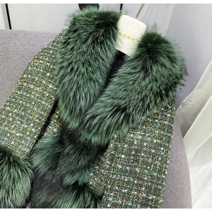 Female Winter ThickCotton Thin Short Woolen Jacket Women New Slim Imported Whole Skin Red Fox Fur Collar Imitation Fur Coat A863