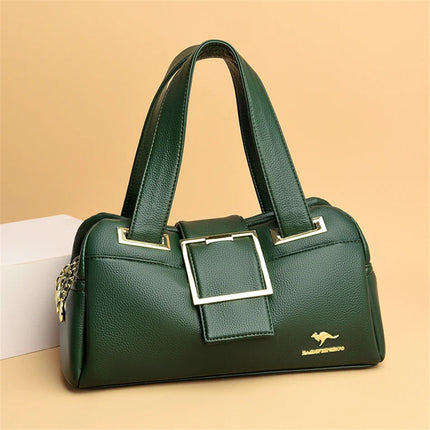 Women Multi-layers Top-handle Bag Quality Leather Handbags Purses Female Luxury Designer Large Capacity Boston Ladies Sac A Main PlatiNum