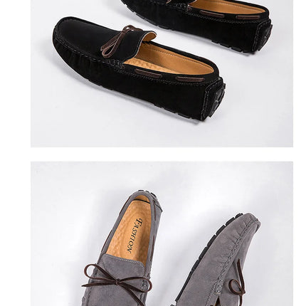 2025 Mocassino da uomo Grigio Marrone Nero Mocassini Scarpe da uomo in pelle Designer di lusso Marchio Moda Sneakers Appartamenti Slip on Leggero