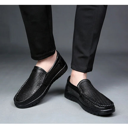 Moda scarpe in vera pelle da uomo piatte traspiranti estive scarpe casual da uomo morbide e confortevoli calzature maschili in pelle KA3559