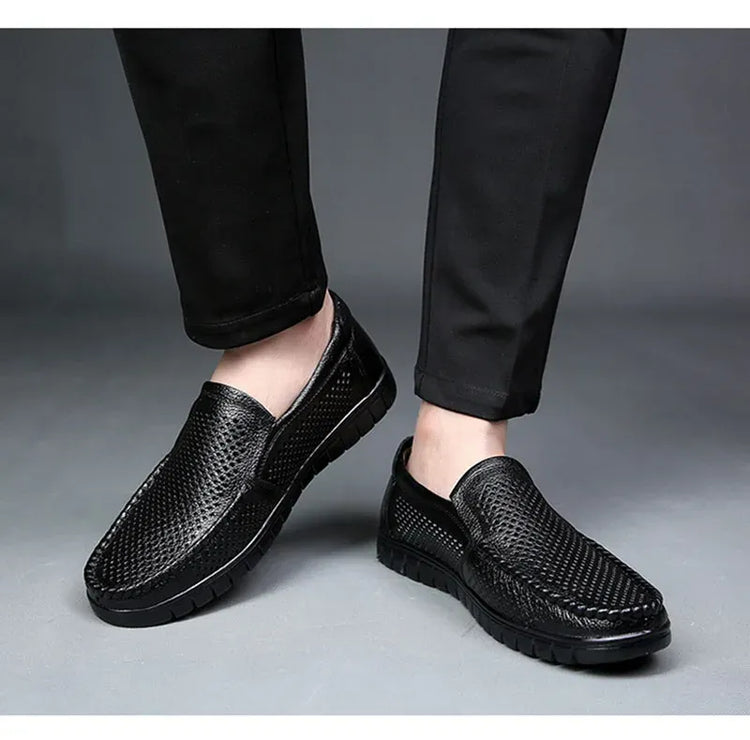 Moda scarpe in vera pelle da uomo piatte traspiranti estive scarpe casual da uomo morbide e confortevoli calzature maschili in pelle KA3559
