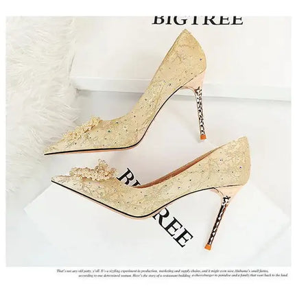 BIGTREE Scarpe Fiori di perle Décolleté da donna Tacchi alti con strass 2026 Nuove donne di lusso Tacchi a spillo Décolleté da donna di grandi dimensioni platinumshop