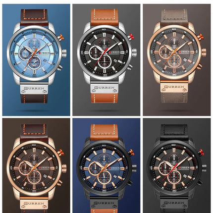 CURREN orologio da uomo in pelle orologi sportivi da uomo esercito militare orologio da polso al quarzo cronografo orologio maschile Relogio Masculino platinumshop