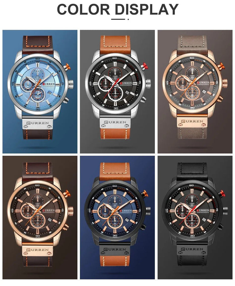 CURREN orologio da uomo in pelle orologi sportivi da uomo esercito militare orologio da polso al quarzo cronografo orologio maschile Relogio Masculino platinumshop