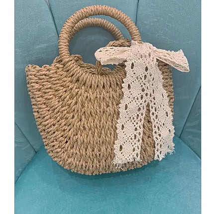 Yogodlns Borsa a tracolla intrecciata in rattan semicircolare fatta a mano Borse a tracolla a tracolla da donna estive Borsa da spiaggia piccola per ragazze Novità