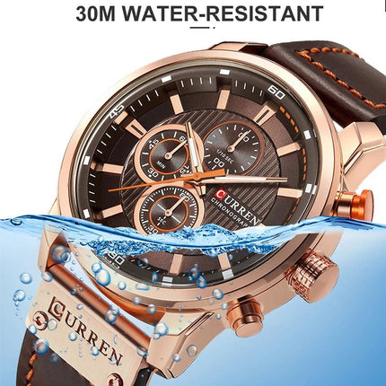 CURREN orologio da uomo in pelle orologi sportivi da uomo esercito militare orologio da polso al quarzo cronografo orologio maschile Relogio Masculino platinumshop