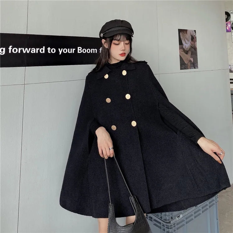 Autumn Winter Plus Size Women Coat Woolen Cloth Cloak Loose Overcoat Female High Quality 2025 Manteau Femme Hiver Oversize