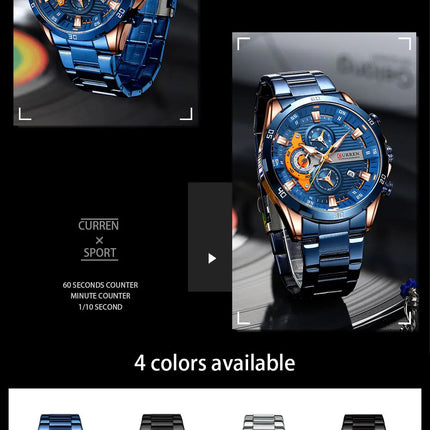 CURREN orologio da uomo orologi da uomo al quarzo sportivi di lusso delle migliori marche orologio da polso cronografo impermeabile in acciaio pieno da uomo Relogio Masculino platinumshop
