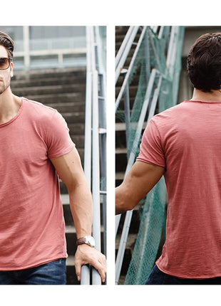 T-shirt homme 100% coton Décontracté Doux Fitness Été T-shirts fins Vêtements d'intérieur Homme Col rond Manches courtes T-shirt uni pour homme