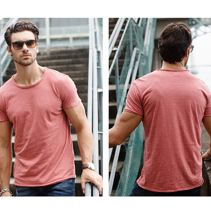 Men's 100% Cotton T-Shirt Soft Casual Fitness Summer Thin T-Shirts Men's Home Wear O-Neck Short Sleeve Solid T-Shirt for Men