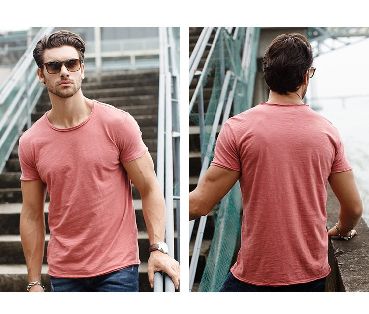 T-shirt da uomo in cotone 100% Casual morbida Fitness Estate T-shirt sottili Abbigliamento per la casa da uomo O-Collo Manica corta Soild T Shirt per uomo