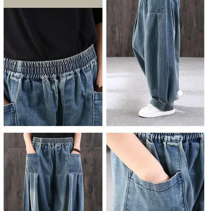Nuovi Jeans larghi Oversize donna Denim pantaloni Casual incrociati pantaloni Harem Vintage femminili pantaloni Bloomers 2022 Jeans a gamba larga mamma