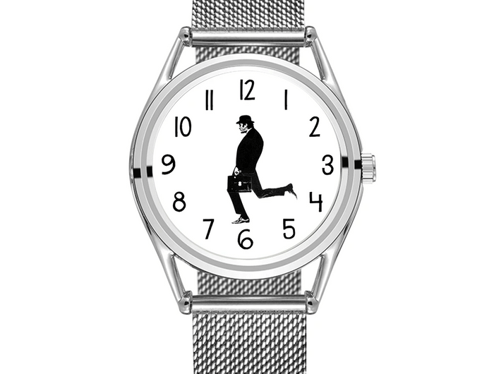 FEB 30TH Walking Men Design orologio Unisex da uomo dal Design creativo 3ATM cinturino in acciaio inossidabile resistente all'acqua platinumshop