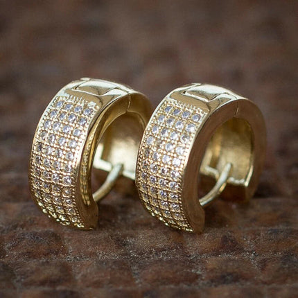 Huitan Small Round Hoop Earrings for Men/Women Shiny White Zirconia Simple Stylish Daily Wearable Earring Unisex Fashion Jewelry PlatiNum