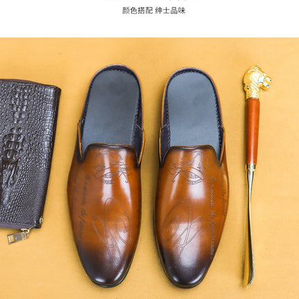 Pantofole da uomo di lusso italiane Mocassini in vera pelle Mocassini da uomo Casual Scarpe da uomo antiscivolo Moda estiva Mezze scarpe da uomo