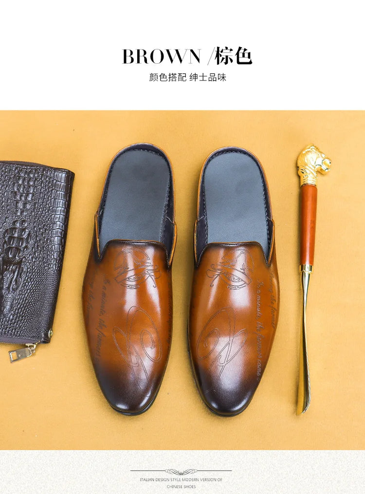 Pantofole da uomo di lusso italiane Mocassini in vera pelle Mocassini da uomo Casual Scarpe da uomo antiscivolo Moda estiva Mezze scarpe da uomo