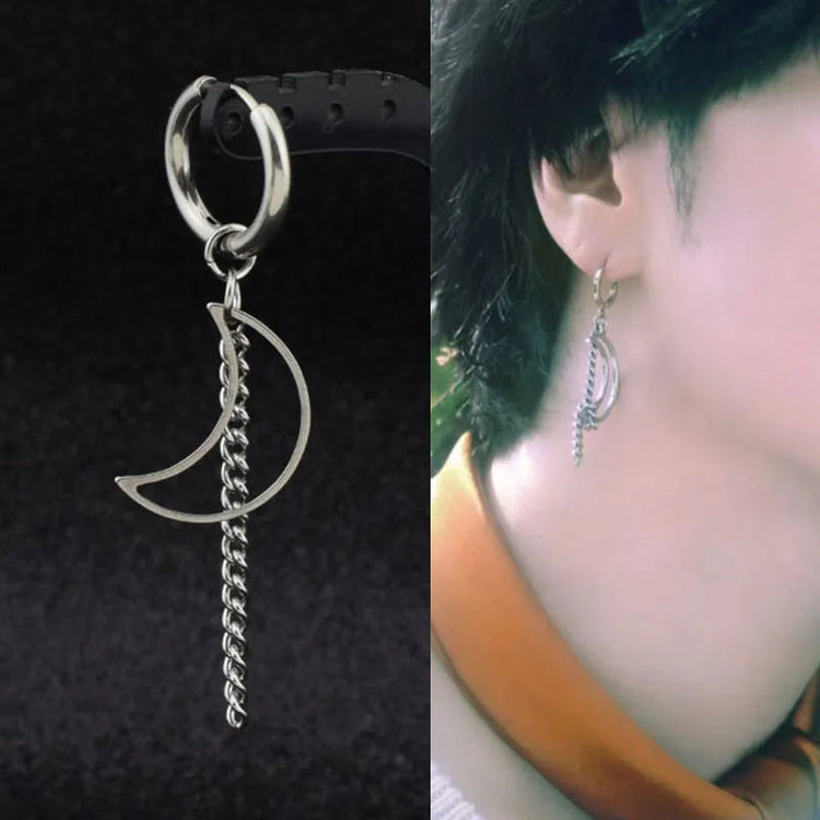 KPOP Orecchini coreani in acciaio inossidabile Donna Uomo Luna Piuma Catena Croce Orecchini punk geometrici Gioielli Hip Hop Unisex platinumshop
