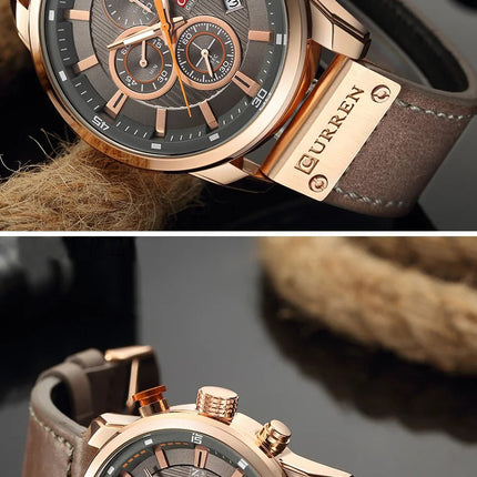 CURREN orologio da uomo in pelle orologi sportivi da uomo esercito militare orologio da polso al quarzo cronografo orologio maschile Relogio Masculino platinumshop