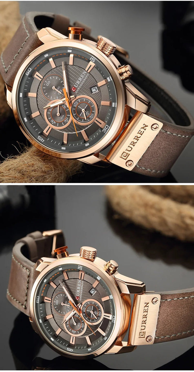 CURREN orologio da uomo in pelle orologi sportivi da uomo esercito militare orologio da polso al quarzo cronografo orologio maschile Relogio Masculino platinumshop