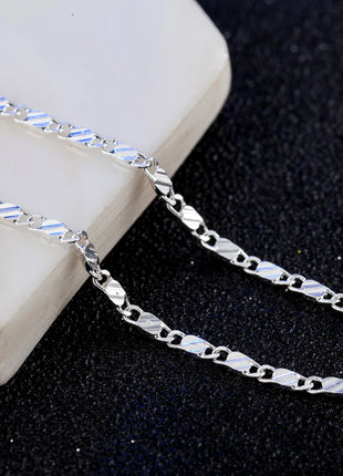DOTEFFIL 925 Silver 16/18/20/22/24/26/28/30 Inch 2mm Charm Chain Necklace For Women Man Fashion Wedding Party Jewelry PlatiNum