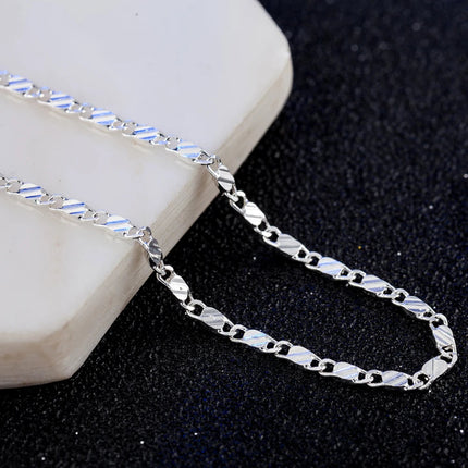 DOTEFFIL 925 Silver 16/18/20/22/24/26/28/30 Inch 2mm Charm Chain Necklace For Women Man Fashion Wedding Party Jewelry PlatiNum