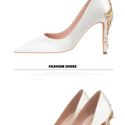 Moda mujer tacones altos bajos de aguja boda/fiesta zapatos de salón de señora primavera/otoño calzado femenino clásico calzado de mujer