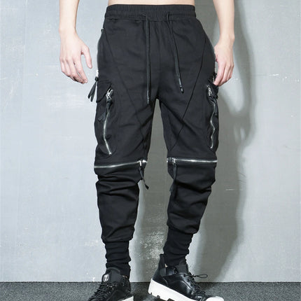 Detachable Black Cargo Pants Men Harajuku Hip Hop Streetwear Multi-Pocket Joggers Trousers Man Elastic Waist Techwear