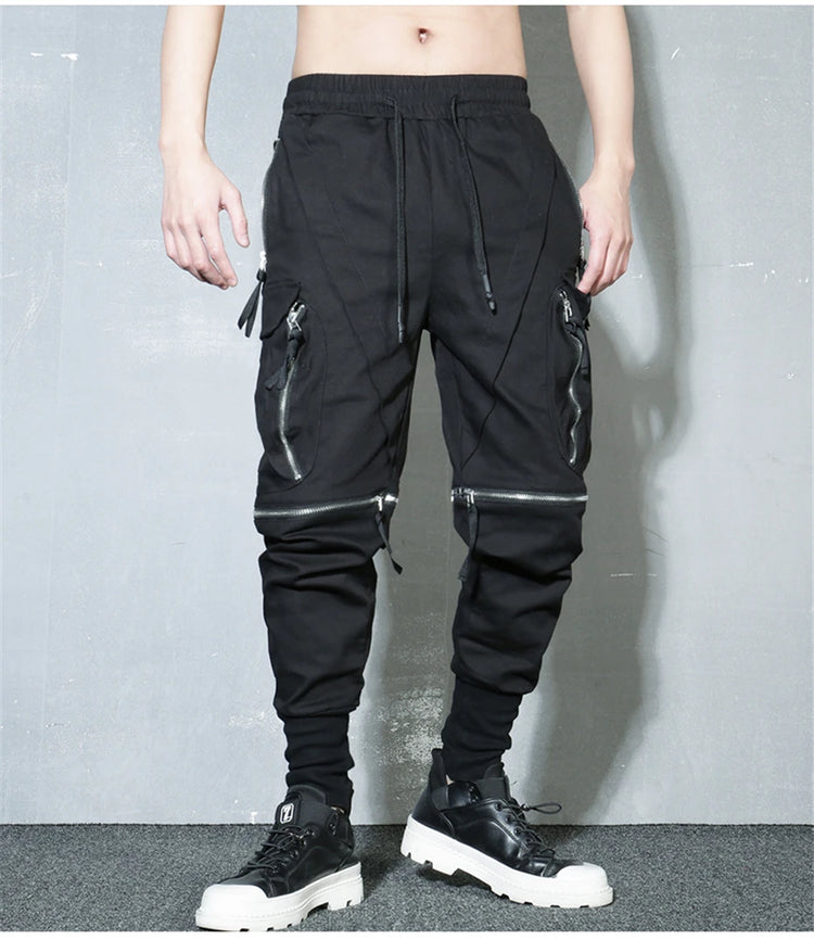 Detachable Black Cargo Pants Men Harajuku Hip Hop Streetwear Multi-Pocket Joggers Trousers Man Elastic Waist Techwear